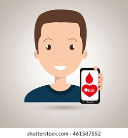 man cross smartphone graphic vector illustration eps 10