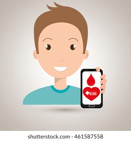 man cross smartphone graphic vector illustration eps 10