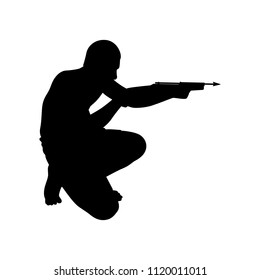 Man with Crossbow silhouette vector
