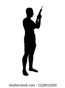 Man with Crossbow silhouette vector