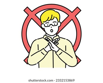 Man Crossed His Arms in X Sign and Saying No, Warning of Finish, Prohibited Access. Telling To Stop