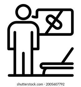 Man and crossed pill icon. Outline man and crossed pill vector icon for web design isolated on white background