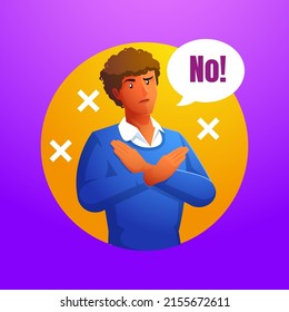 a man crosses her arms disapproving expression
