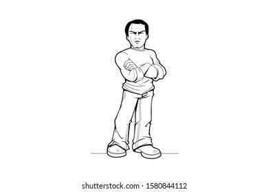 Man with crossing arms. Fully editable vector illustration. EPS 10 