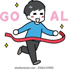 A man crossing the finish line with a smile