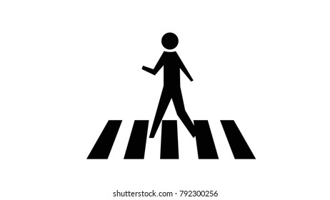 Man crosswalking street sign vector illustration