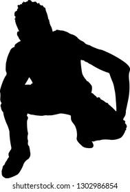 Man crouching, vector 