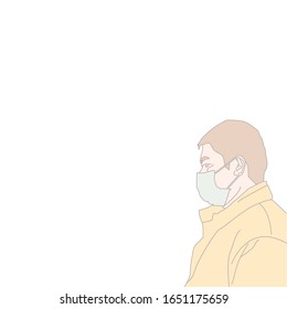 Man crowd in protective mask illustration vector eps 10