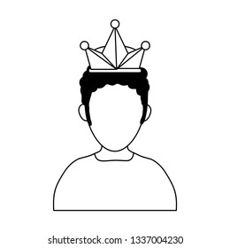 Man with crown avatar in black and white