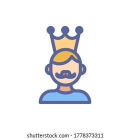 man crown icon vector illustration filled outline style. father's day icon set.