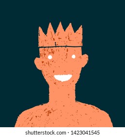 A man with a crown. The king smiles