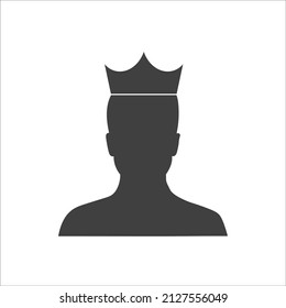 A man with a crown on his head. Vector linear icon isolated on white background