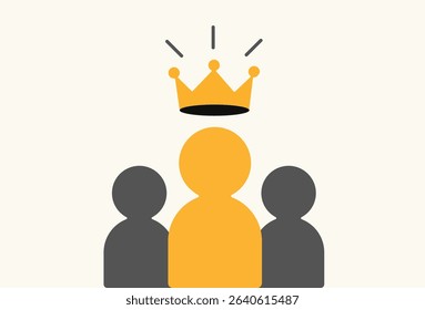 Man crowned as leader among team members illustration