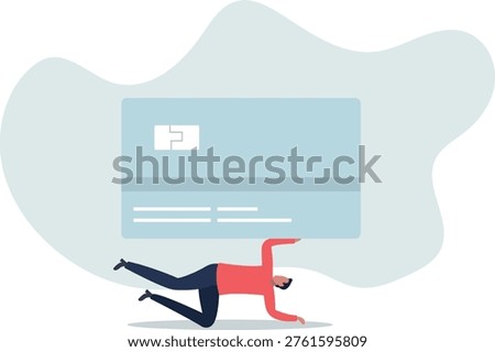 Man Crushed Under Credit Card Weight – Debt and Financial Burden Concept Vector Illustration