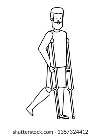 man in crutches character