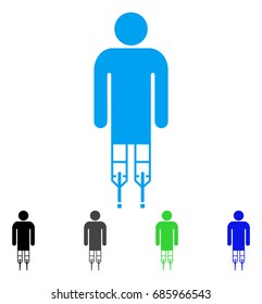 Man Crutches flat vector pictogram. Colored man crutches gray, black, blue, green pictogram variants. Flat icon style for application design.
