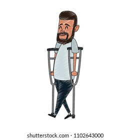 Man with crutches scribble