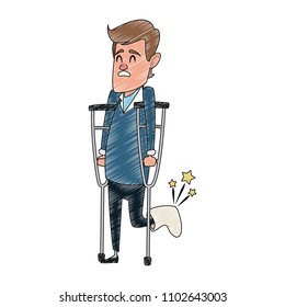Man with crutches scribble