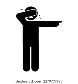 icono de llanto de hombre sobre fondo blanco, estilo de silueta, ilustración vectorial, pictograma de figura de palo 

