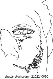 man crying line art illustration