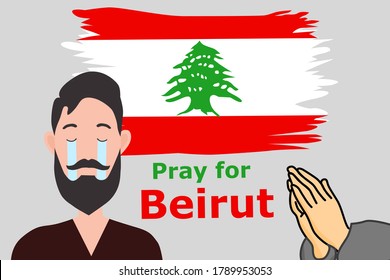 Un hombre llorando y necesitando rezar por Beirut, la ciudad capital del Líbano 
