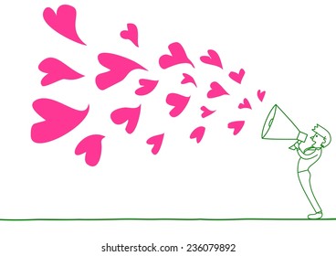 Man Crying Out Love through the megaphone