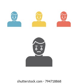 The man is crying. tears on the face icon