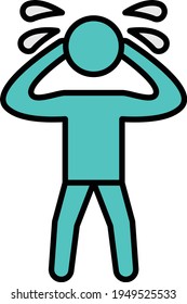 man crying vector line colour icon