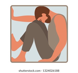 man in cube, cage, box