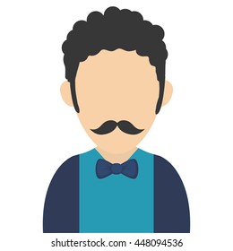 Man With Curly Hair And Mustache Avatar Icon