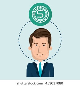 man and currency isolated icon design, vector illustration  graphic 