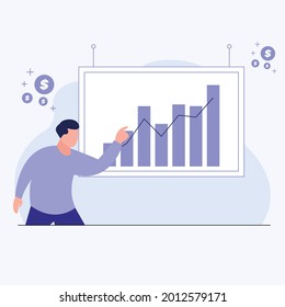 man currently presentation - flat illustration