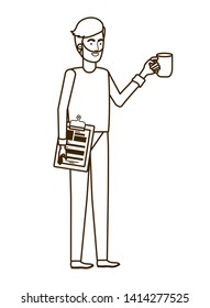 man with curriculum vitae in white background