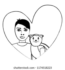 man and cute cat design