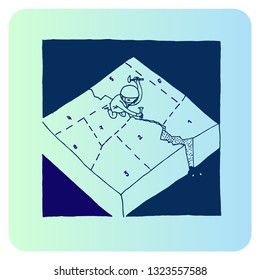 Man cutting stone plate. Divide concept.