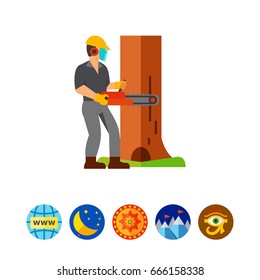 Man cutting tree icon