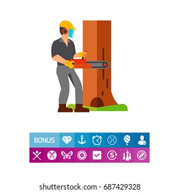 Man cutting tree icon