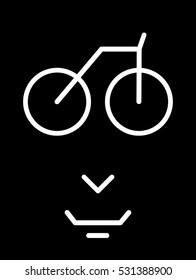 Man cycle. man's eyes in the shape of bicycle tyres. Happy man riding a bicycle. line icon concept.