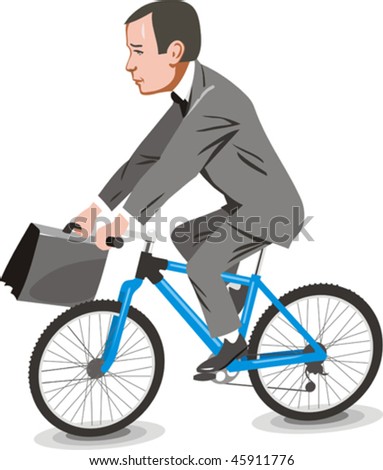 The man cyclies with a brief case.