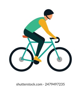 Man Cycling Bicycle Sports Athlete Vector Illustration - Perfect for Fitness and Sports Designs.