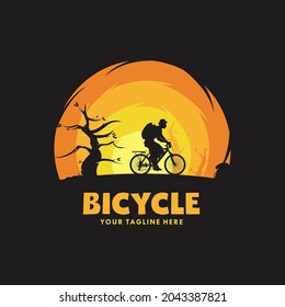 man cycling Illustration logo design template