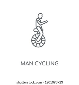 Man Cycling linear icon. Man Cycling concept stroke symbol design. Thin graphic elements vector illustration, outline pattern on a white background, eps 10.