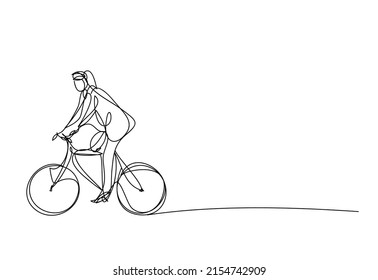 a man cycling on a white background , continuous line drawing, vector design