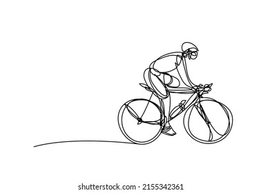 a man cycling on a white background , continuous line drawing, vector design