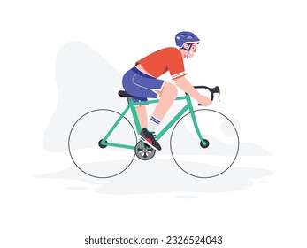 a man is cycling in order to maintain his health
flat design, vector illustration