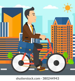 Man cycling to work.