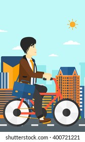 Man cycling to work.