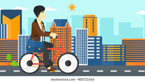 Man cycling to work.