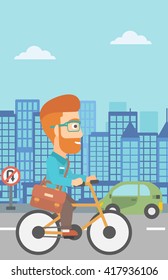 Man cycling to work.
