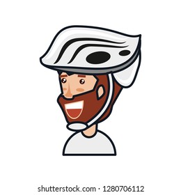 man cyclist with beard and helmet security